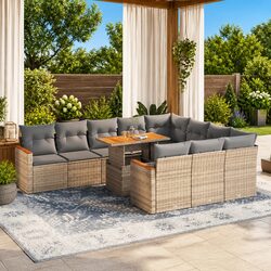 Beige Modular 11-Piece Outdoor Furniture Sofa Set