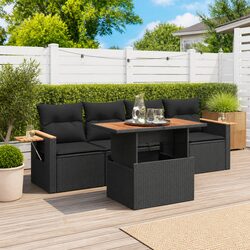 Black Outdoor Sofa Set - 5 Piece Comfort for Your Space