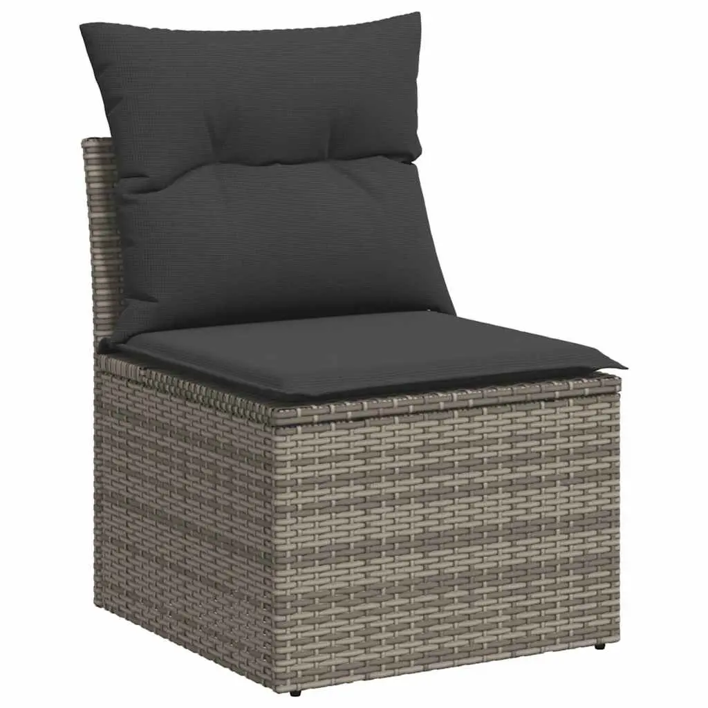 5 Piece Garden Sofa Set Grey Outdoor Furniture Patio Rattan Lounge Cushions