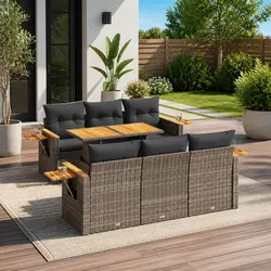 7 Piece Grey Outdoor Sofa Set for Stylish Living