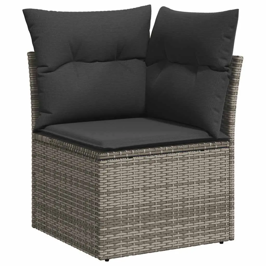 Grey Poly Rattan Modular Outdoor Sofa Set 5 Piece with Removable Storage Cushions and Foldable Side Table