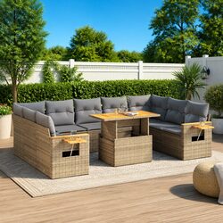 Outdoor Lounge Sofa Set - 10 Pieces in Beige