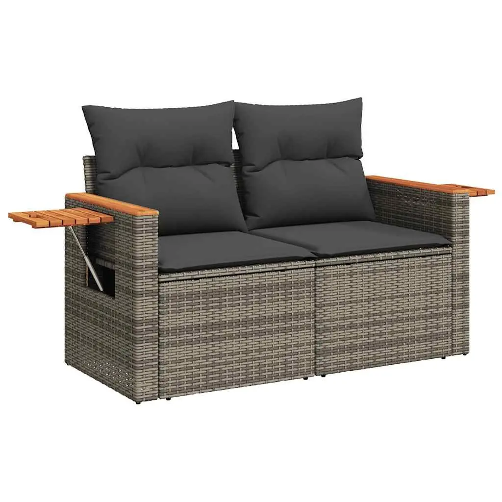 Garden Sofa Set 10 Piece Outdoor Furniture Grey Poly Rattan with Cushions