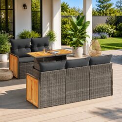Stylish Grey Poly Rattan Garden Sofa Set for Outdoor Living