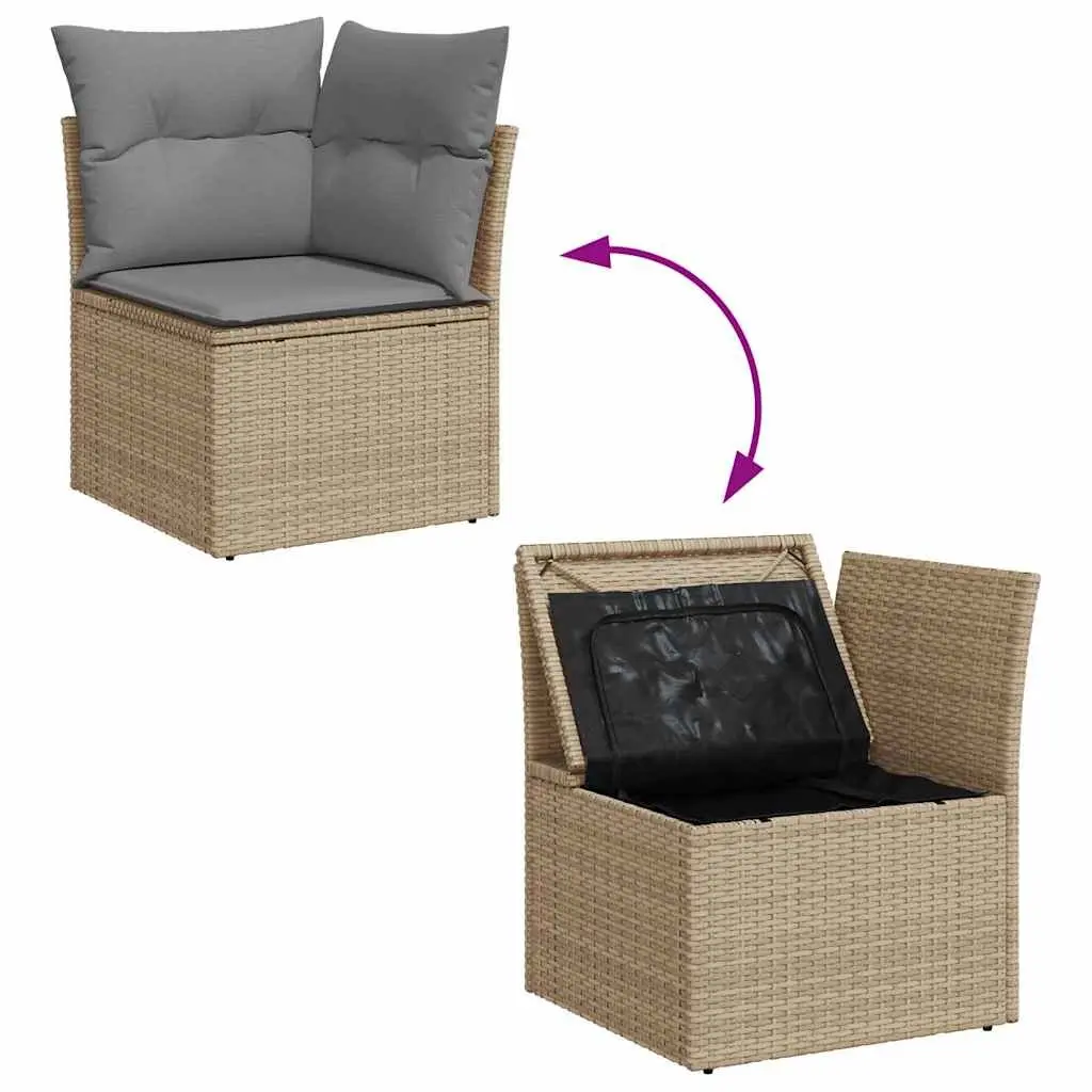 Garden Sofa Set 6 Piece Outdoor Furniture Patio Seating Beige Rattan Modular