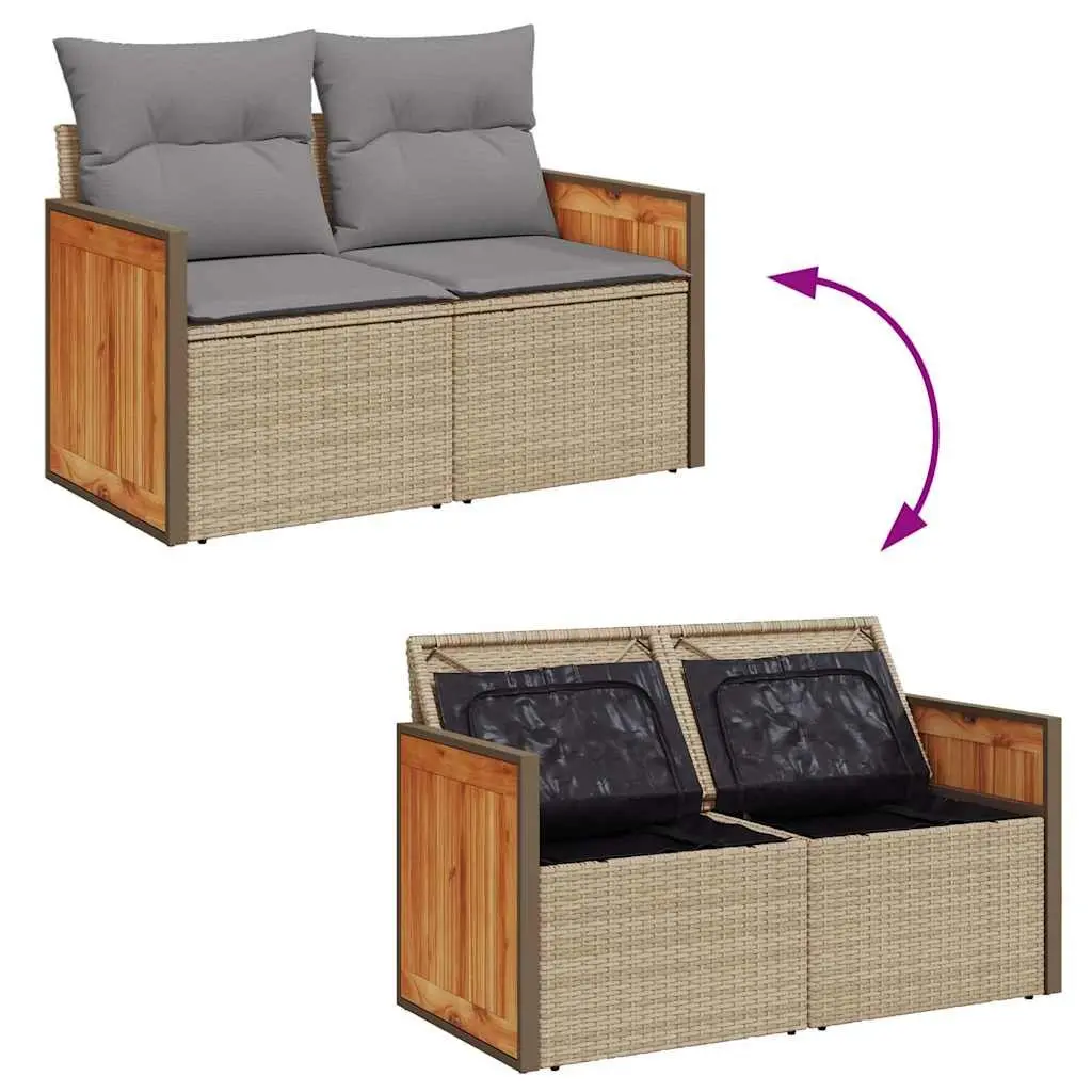 Garden Sofa Set 6 Piece Outdoor Furniture Patio Seating Beige Rattan Modular