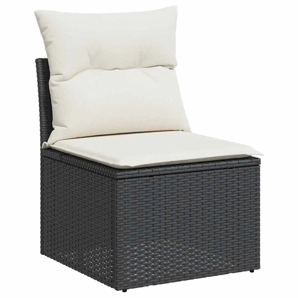 Garden Sofa Set 8 Piece Modular Outdoor Furniture Black PE Rattan with Storage and Removable Washable Cushion Covers