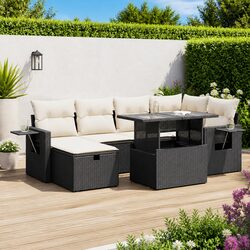 7 Piece Modular Black Rattan Sofa Set for Your Outdoor Oasis