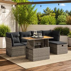 Elegant 6 Piece Outdoor Garden Sofa Set in Grey