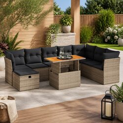 Transform Your Outdoor Space with a 9-Piece Grey Sofa Set