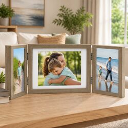 Stylish Trifold Photo Frame Collage 28x18 cm in Brown