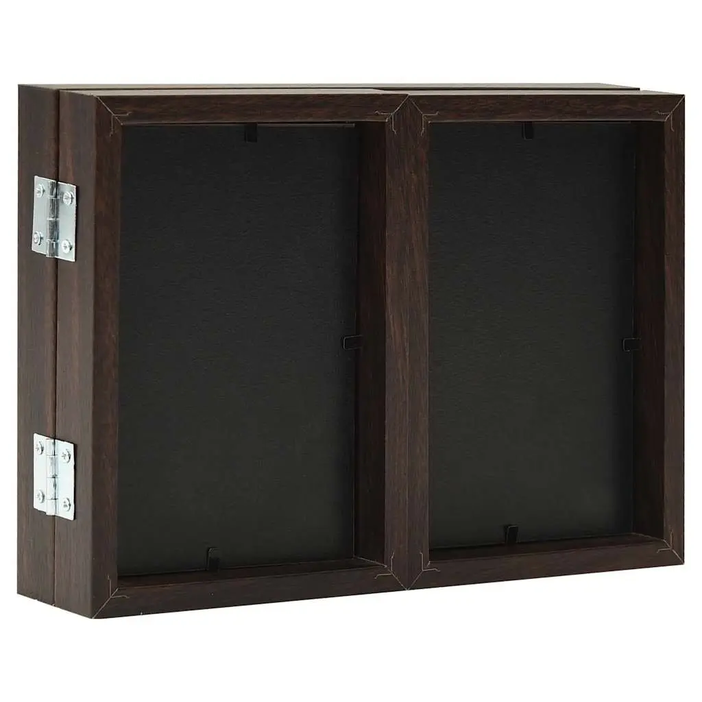 Trifold Photo Frame Collage Display Brown 22x15 cm Plus 2x 10x15 cm Hinged
