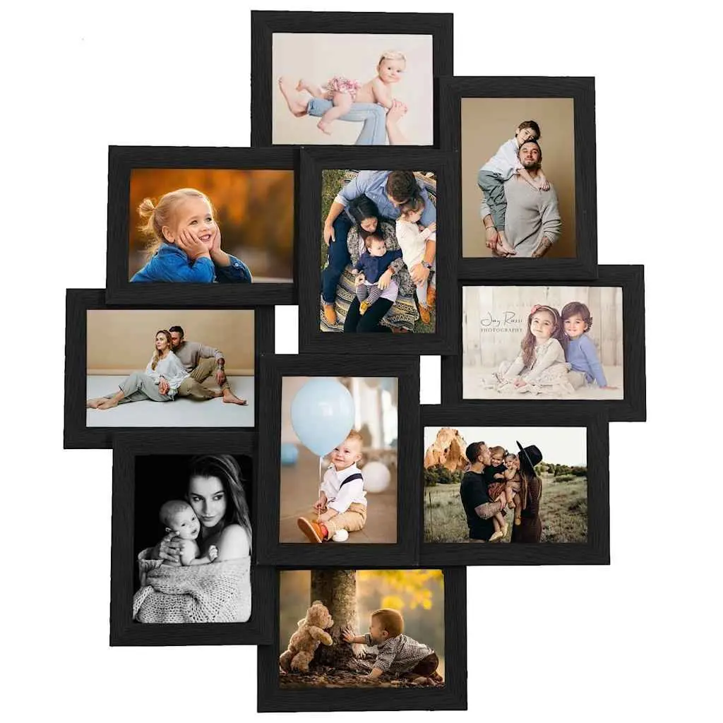 Collage Photo Frame 10 Piece Picture Display 10x15 cm Black Wall Decor Gallery