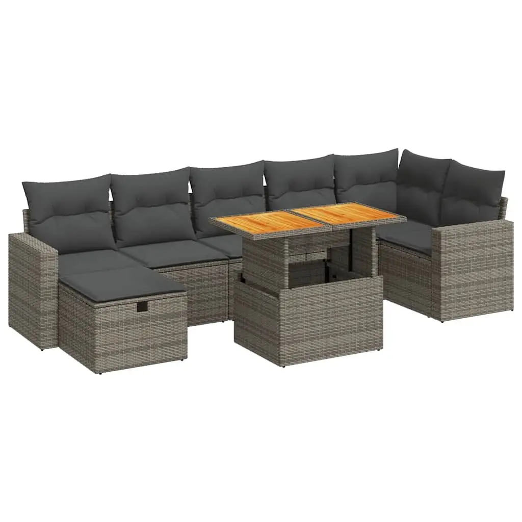 5 Piece Modular Garden Sofa Set Grey PE Rattan Outdoor Furniture with Cushions and Storage