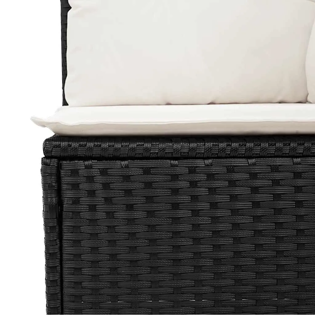 Garden Sofa Set 6 Piece Outdoor Furniture Black PE Rattan with Cushions Storage