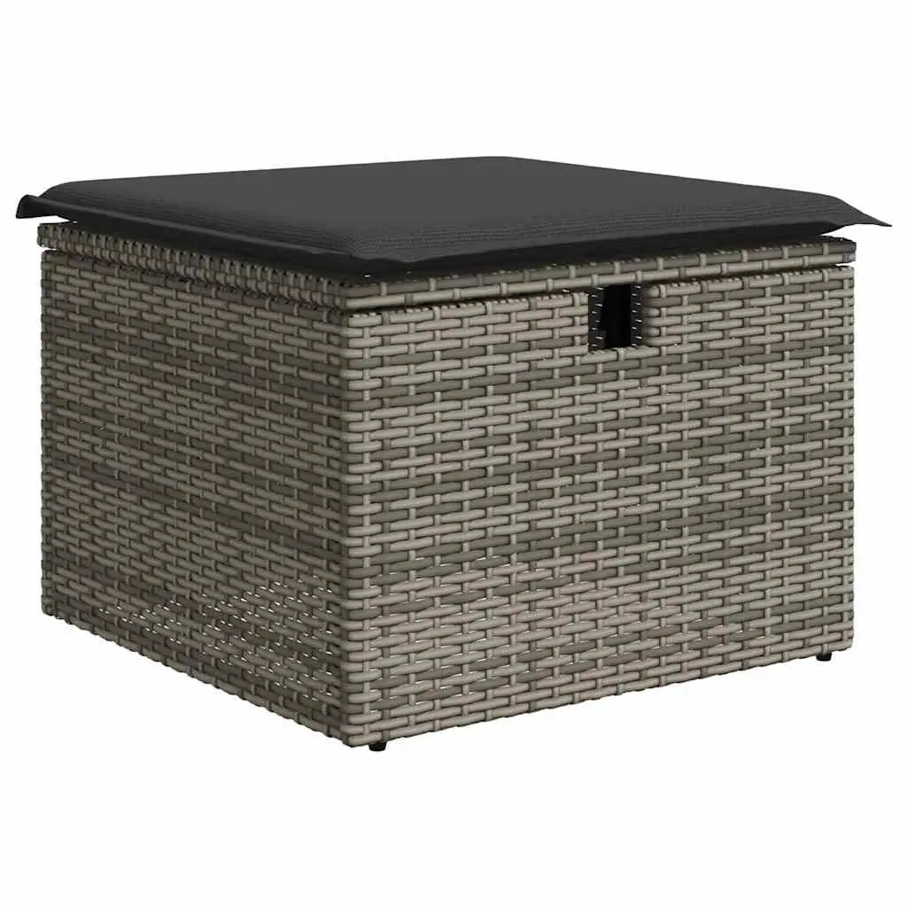 Garden Sofa Set 9 Piece Outdoor Furniture Grey Poly Rattan with Cushions Storage