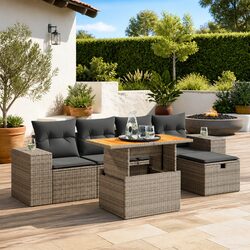 6-Piece Modular Grey Patio Sofa Set for Stylish Outdoor Living