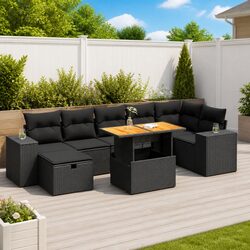Stylish Black Rattan Garden Sofa Set for Outdoor Living