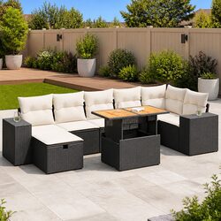 Stylish 5 Piece Modular Garden Sofa Set in Black
