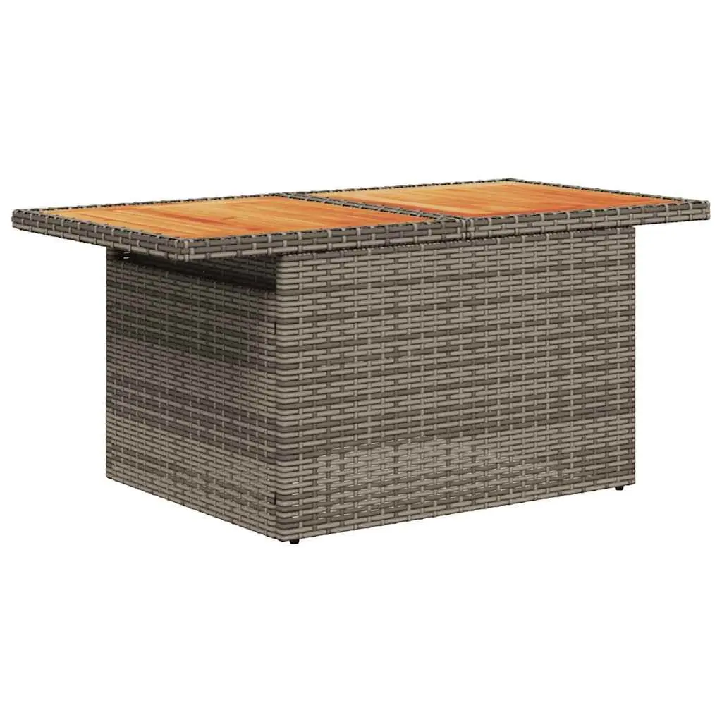 Garden Sofa Set 8 Piece Outdoor Furniture Grey Poly Rattan Patio with Cushions Storage Space Adjustable Table