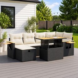 Comfortable 8 Piece Black Rattan Garden Sofa Set