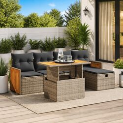 Grey Outdoor Sofa Set - 6 Pieces for Ultimate Relaxation