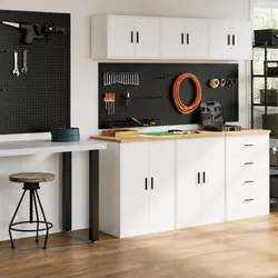 Enhance Your Garage with 2 Piece White Storage Cabinets