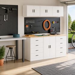 Effortless Organization with 2pc White Garage Cabinets