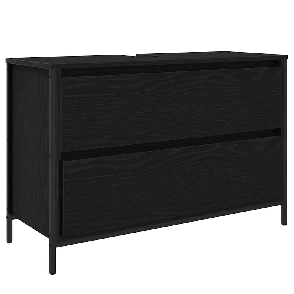 Bathroom Furniture Set 3 Piece Black Oak Modern Storage Cabinet Unit