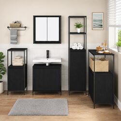 Elegant Black Oak Bathroom Vanity Unit 5-Piece Set