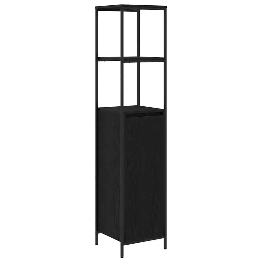 Bathroom Furniture Set 5 pcs Black Oak Vanity Storage Cabinet Mirror
