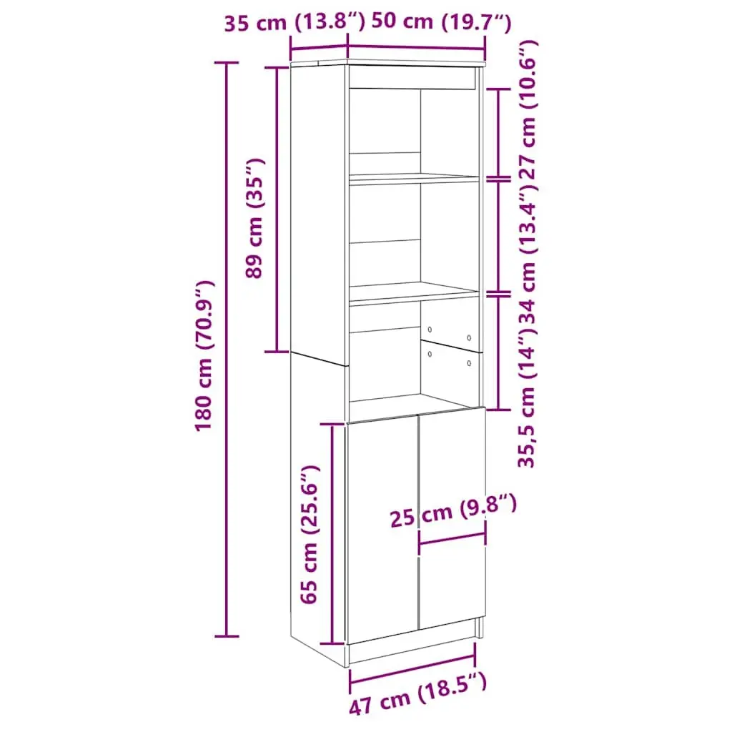 Tall Engineered Wood Highboard Storage Cabinet Brown for Organizing Household Items in Dining Room Bedroom Kitchen and Living Space