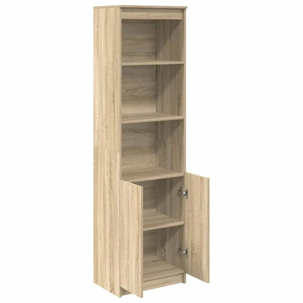 Tall Engineered Wood Highboard Storage Cabinet Brown for Organizing Household Items in Dining Room Bedroom Kitchen and Living Space