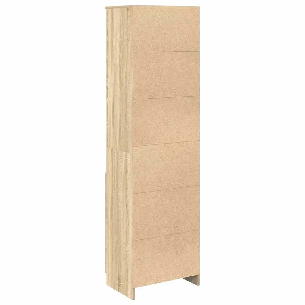 Tall Engineered Wood Highboard Storage Cabinet Brown for Organizing Household Items in Dining Room Bedroom Kitchen and Living Space