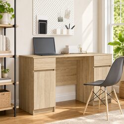 Compact Sonoma Oak Desk with Drawer for Home and Office