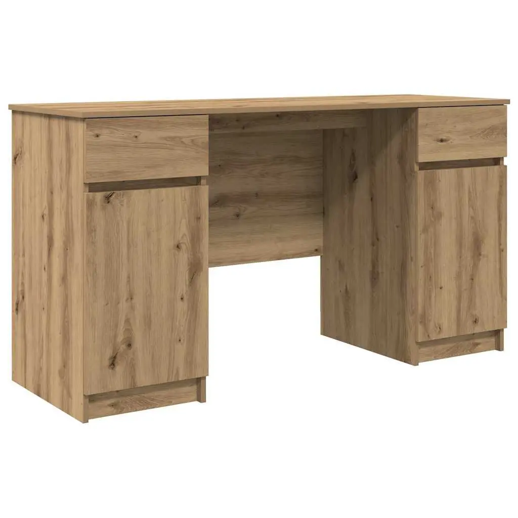 Writing Desk Home Office Furniture Engineered Wood Storage Shelves Drawers Brown