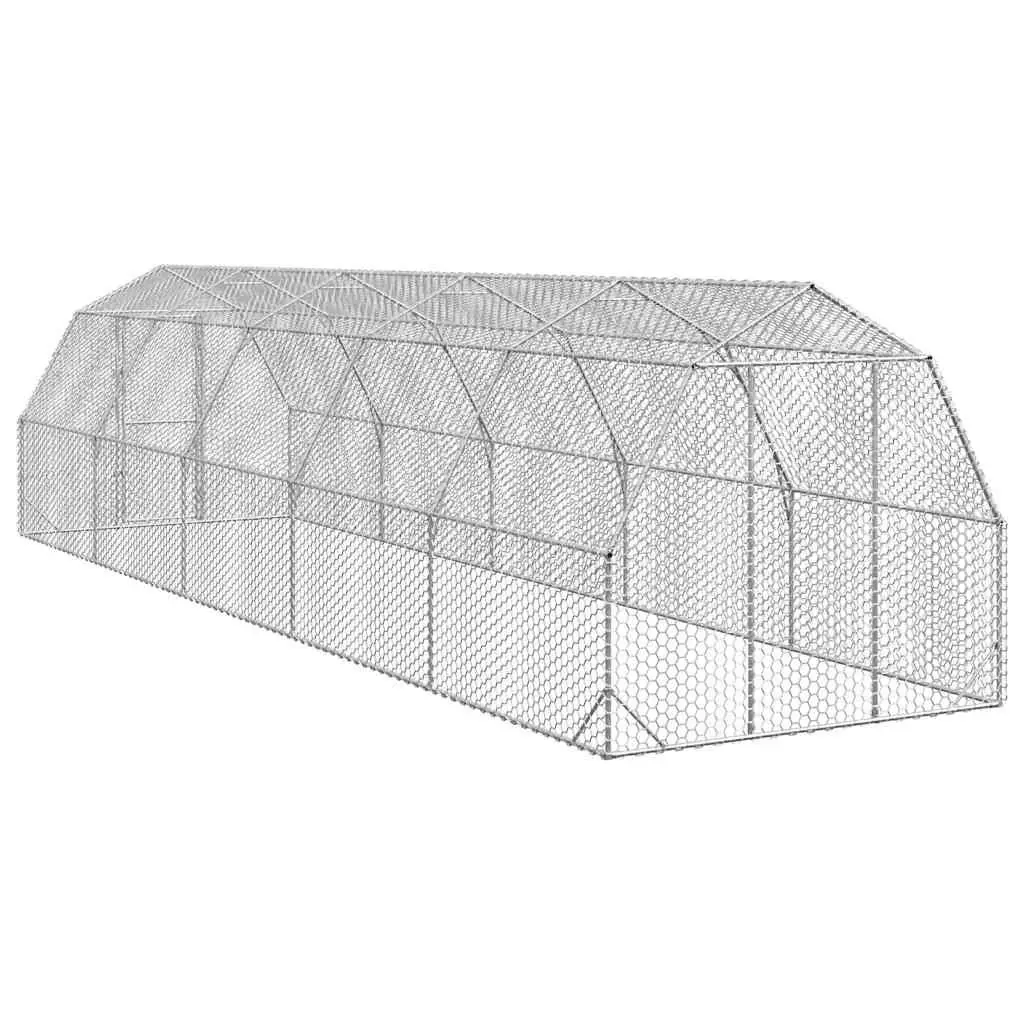 Chicken Run 2.5x10x2.25m Walk-in Coop Galvanised Steel Mesh Poultry Enclosure