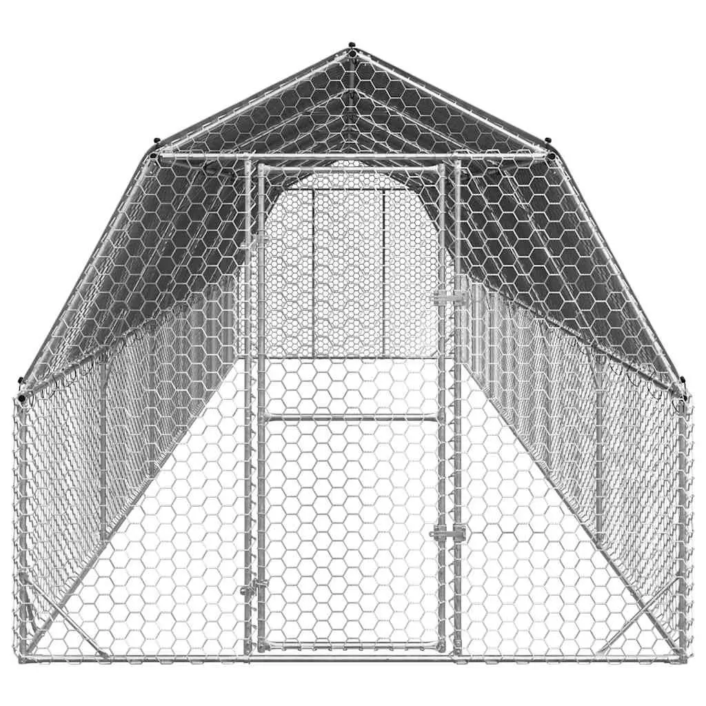 Chicken Run 2.5x12x2.25m Galvanised Steel Frame Walk-In Coop with Water-Resistant Roof and Hexagonal Mesh for Predator Protection