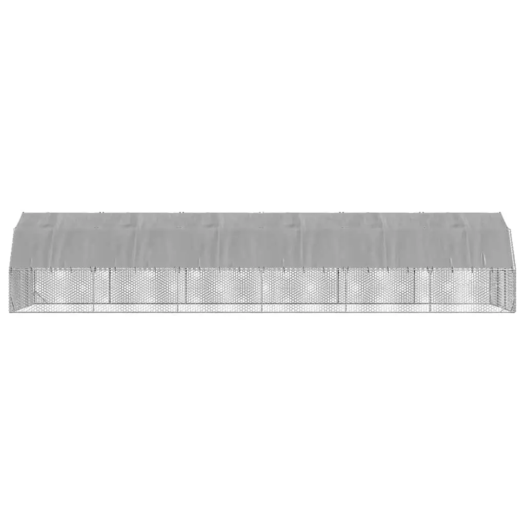 Chicken Run 2.5x12x2.25m Galvanised Steel Frame Walk-In Coop with Water-Resistant Roof and Hexagonal Mesh for Predator Protection