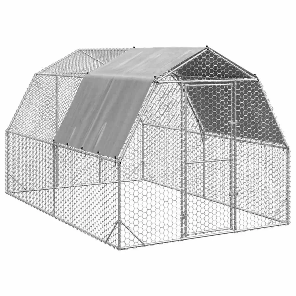 Chicken Run with Roof 2.5x4x2.25m Walk-In Coop Large Backyard Poultry Enclosure