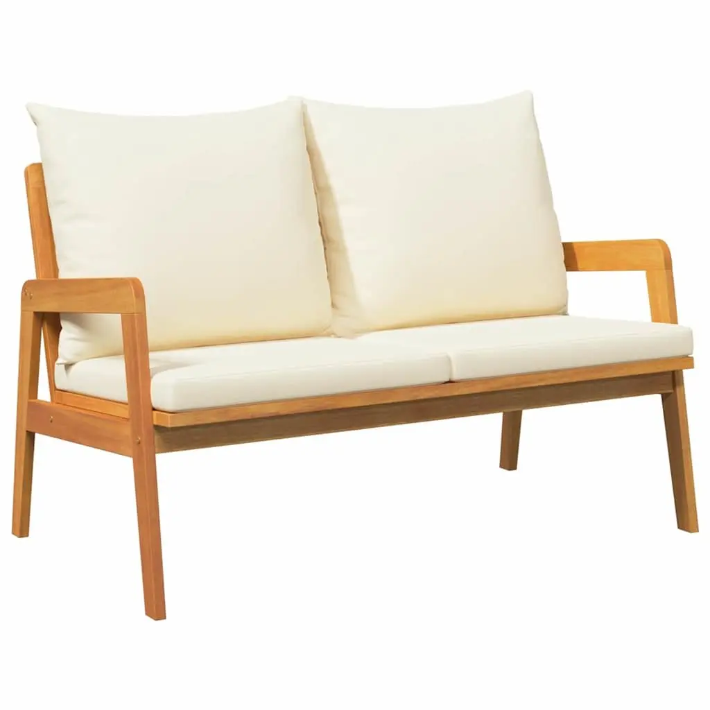 Outdoor Bistro Set 3 Piece Brown Acacia Wood Weather Resistant Garden Furniture with Cushions