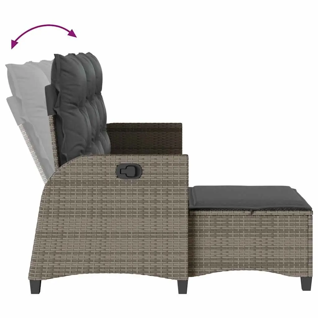L-shaped Garden Sofa Set 3 Piece Outdoor Furniture Adjustable Backrest Cushions Grey