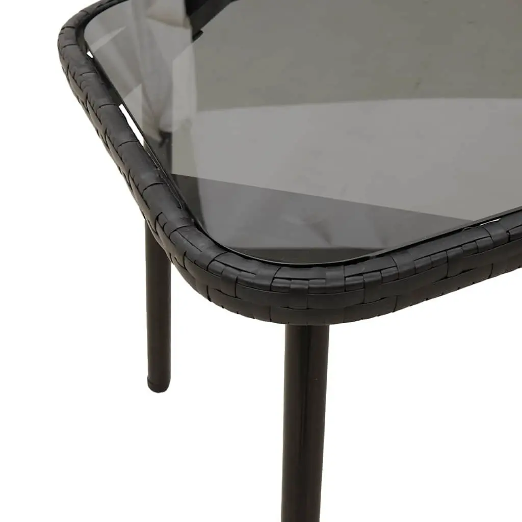 Garden Dining Set Black Poly Rattan Table Bench with Cushions
