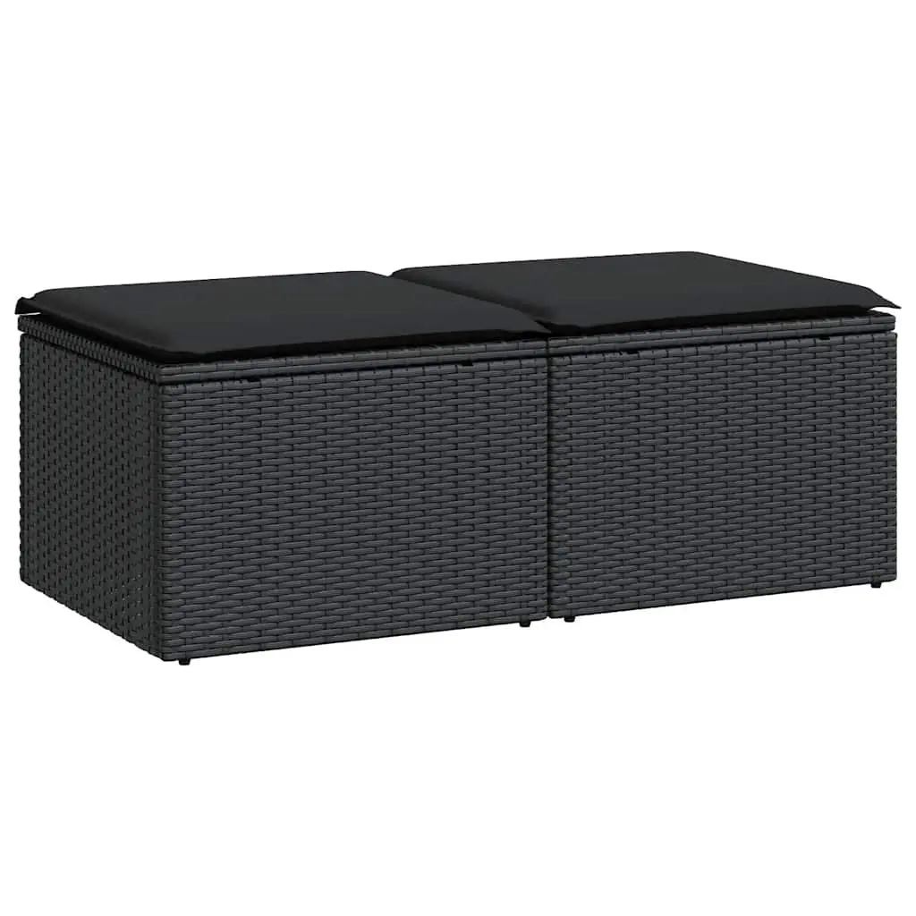 Garden Sofa Set 2 Piece Modular Outdoor Furniture Black Weather Resistant with Cushions