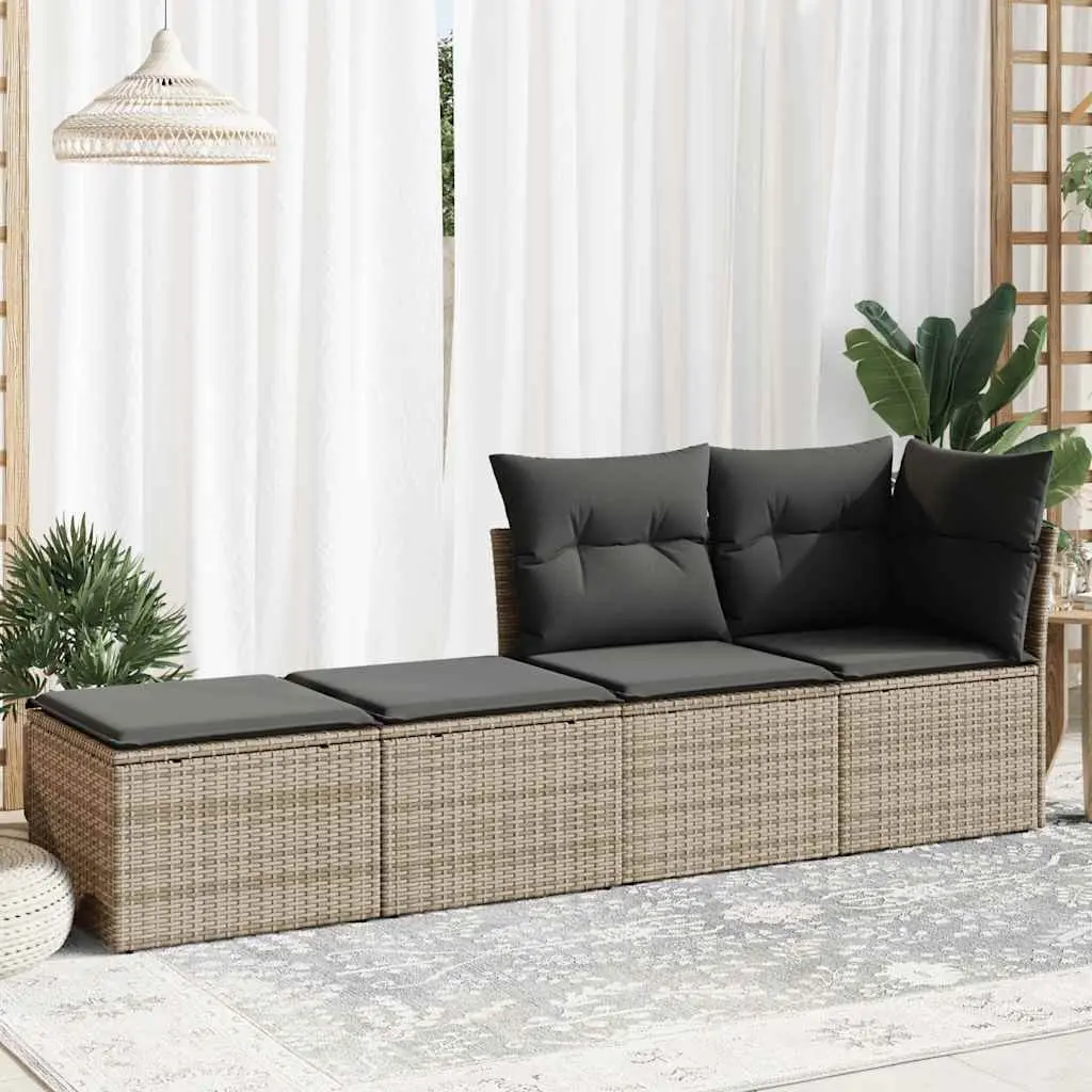 Garden Sofa Set 2 Piece Grey Poly Rattan Outdoor Furniture with Cushions