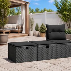 Outdoor 2-Piece Sofa Set in Black with Underseat Storage