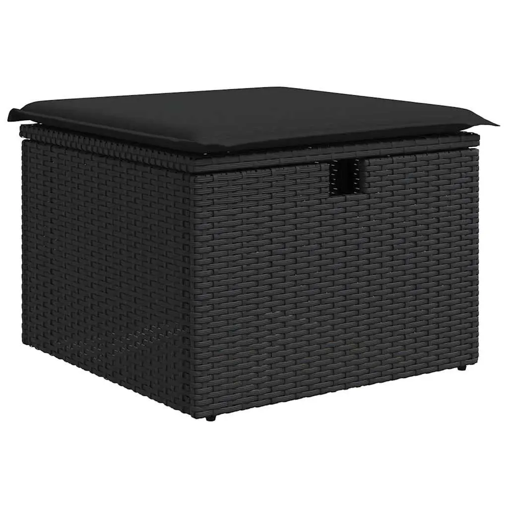 Garden Sofa Set 2 Piece Outdoor Furniture Black Poly Rattan with Storage