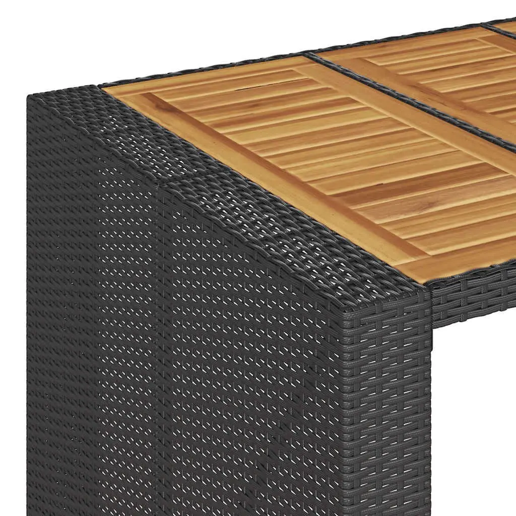 7 Piece Outdoor Garden Bar Set Black Weather-Resistant PE Rattan Patio Furniture with Bar Stools