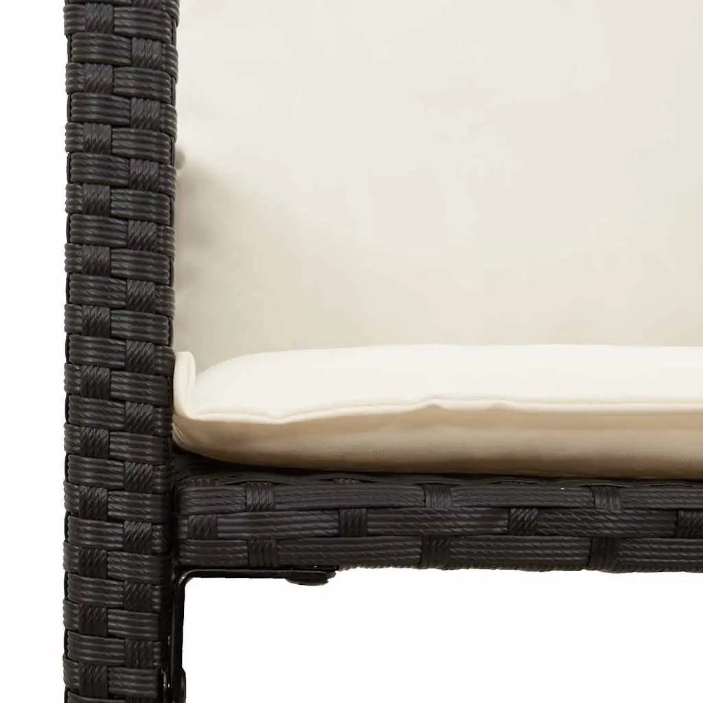 5 Piece Garden Bar Set Black Weather-Resistant PE Rattan with Cushions