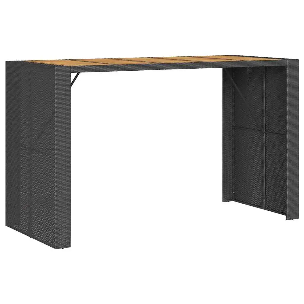 Outdoor Patio Furniture Set 5 Piece Black Poly Rattan with Cushions Weather Resistant Bar Table and Stools